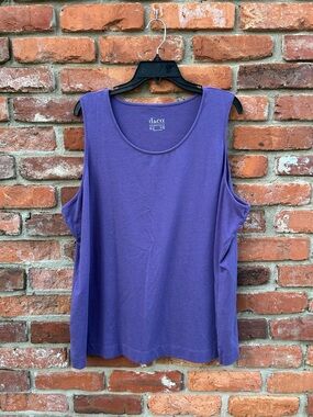 D&Co Purple Scoop Neck Women's Tank Top Stretch Cotton 2X